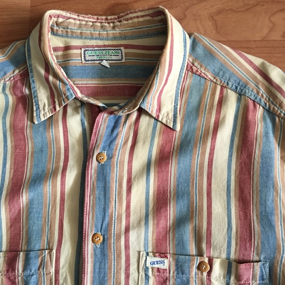 Guess Other - Vintage GUESS vertical stripe button front shirt