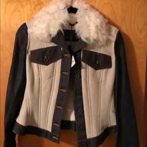 Woman’s Burberry jean and lamb shearling jacket