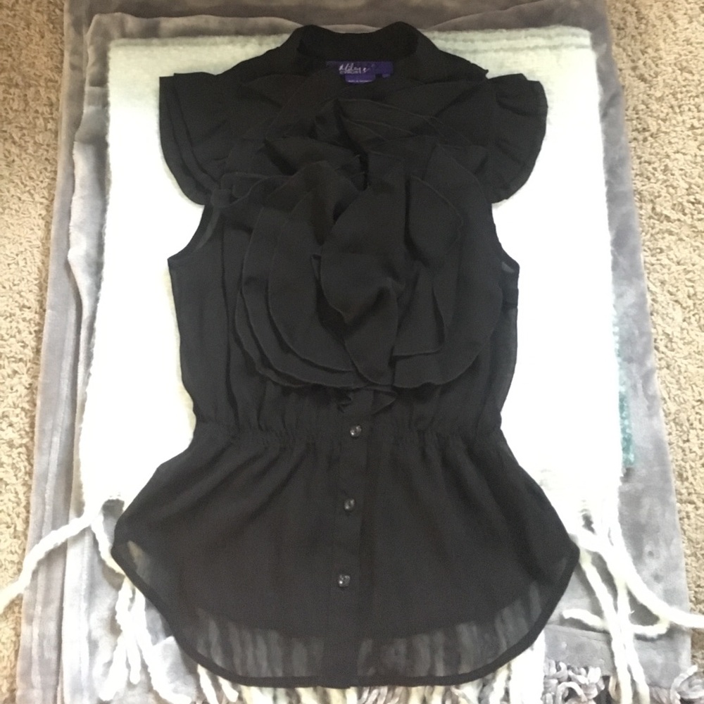 GORGEOUS Sheer Button-down with Cascade Collar