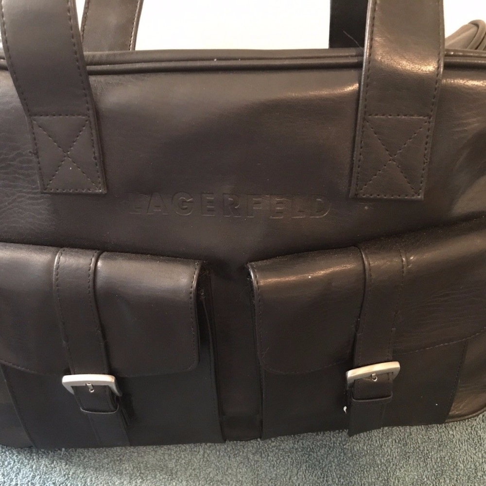 Lagerfeld Mens Black Travel Messenger Bag 17x12x7