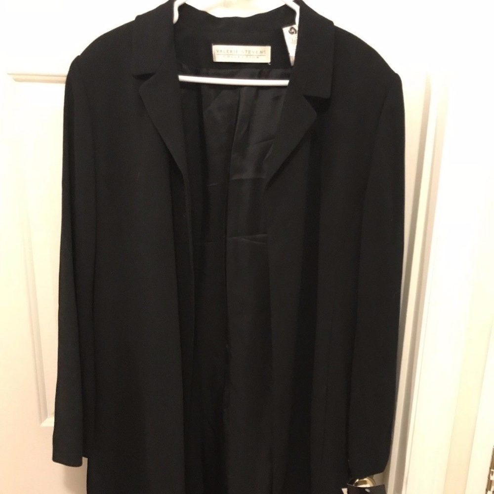 Long Black Blazer Wool Rich Blend