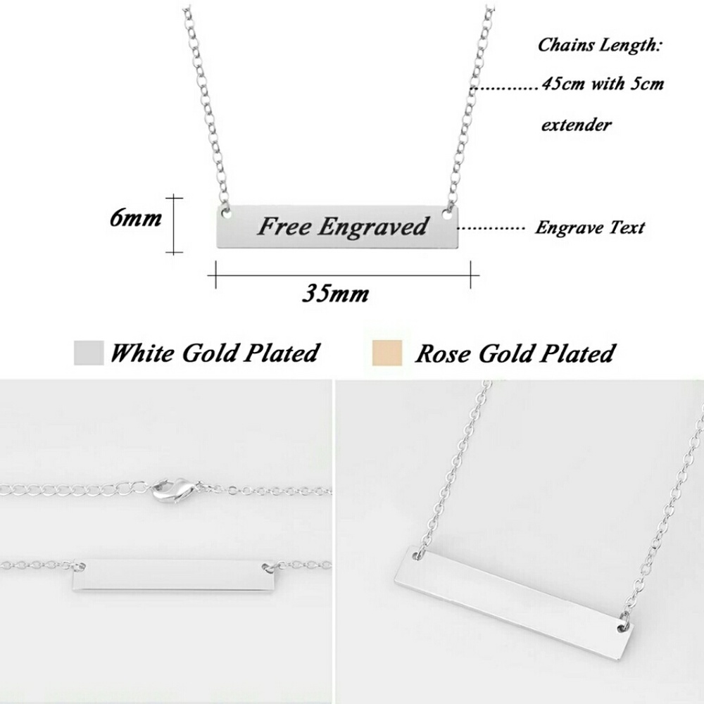 Engraved bar necklace with gift box