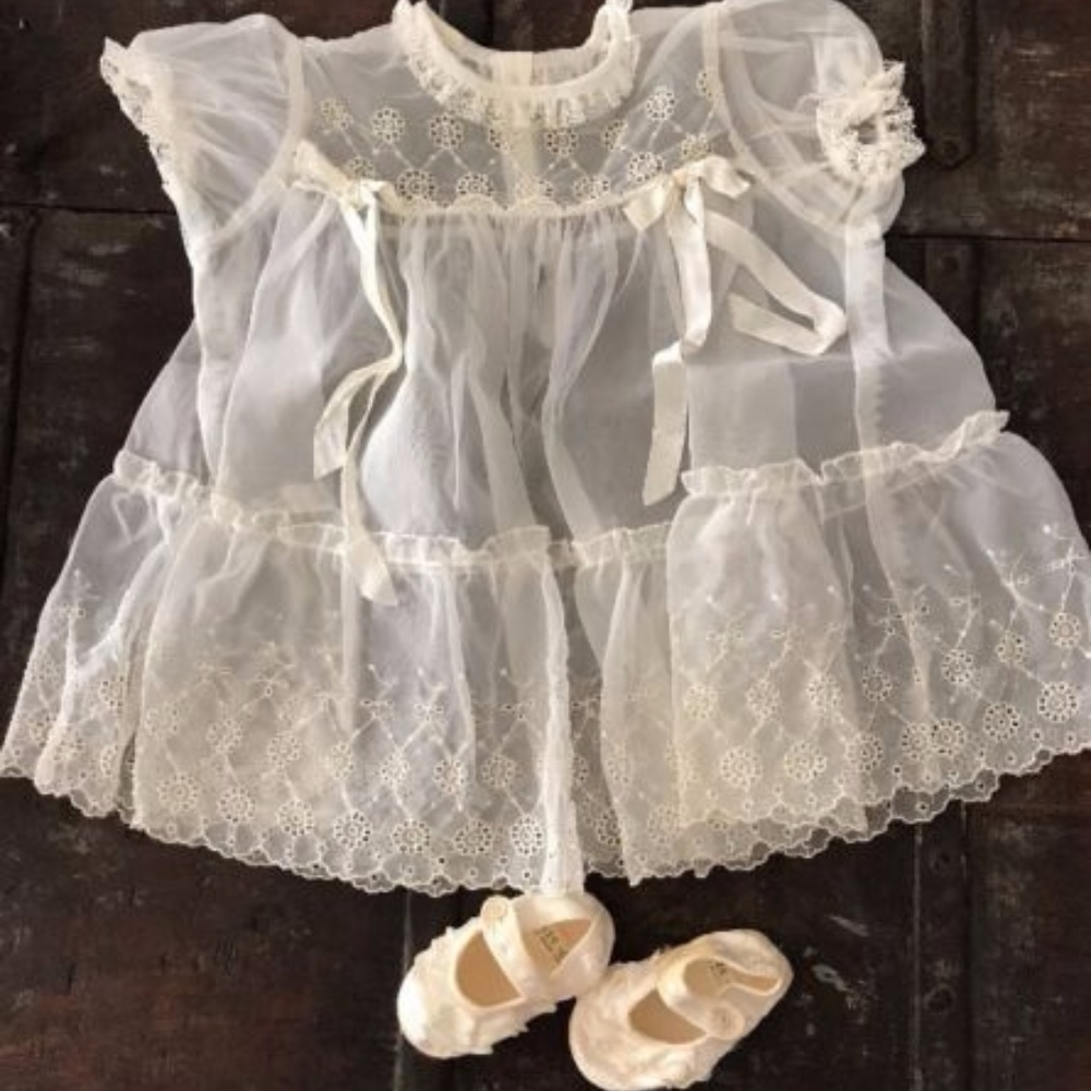 Vintage Christening Baptism Gown Dress 3-6 Months