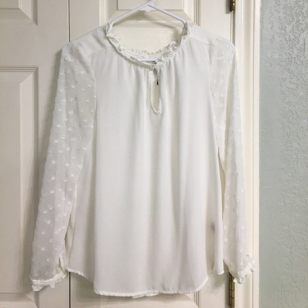 Anthropologie white blouse with beautiful details
