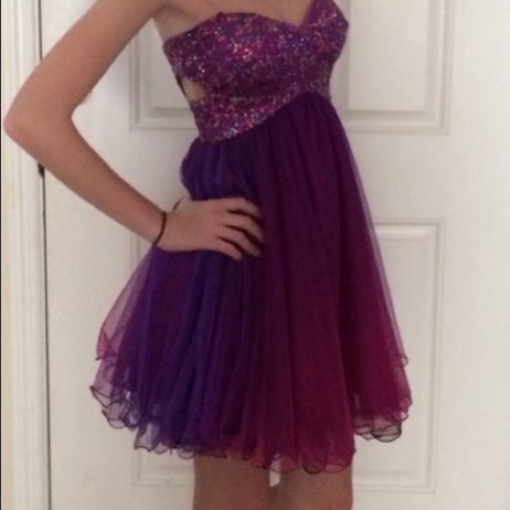 Pink, purple prom or homecoming dress.