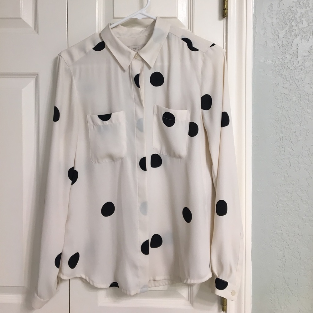 Loft Polka Dot Blouse with pockets