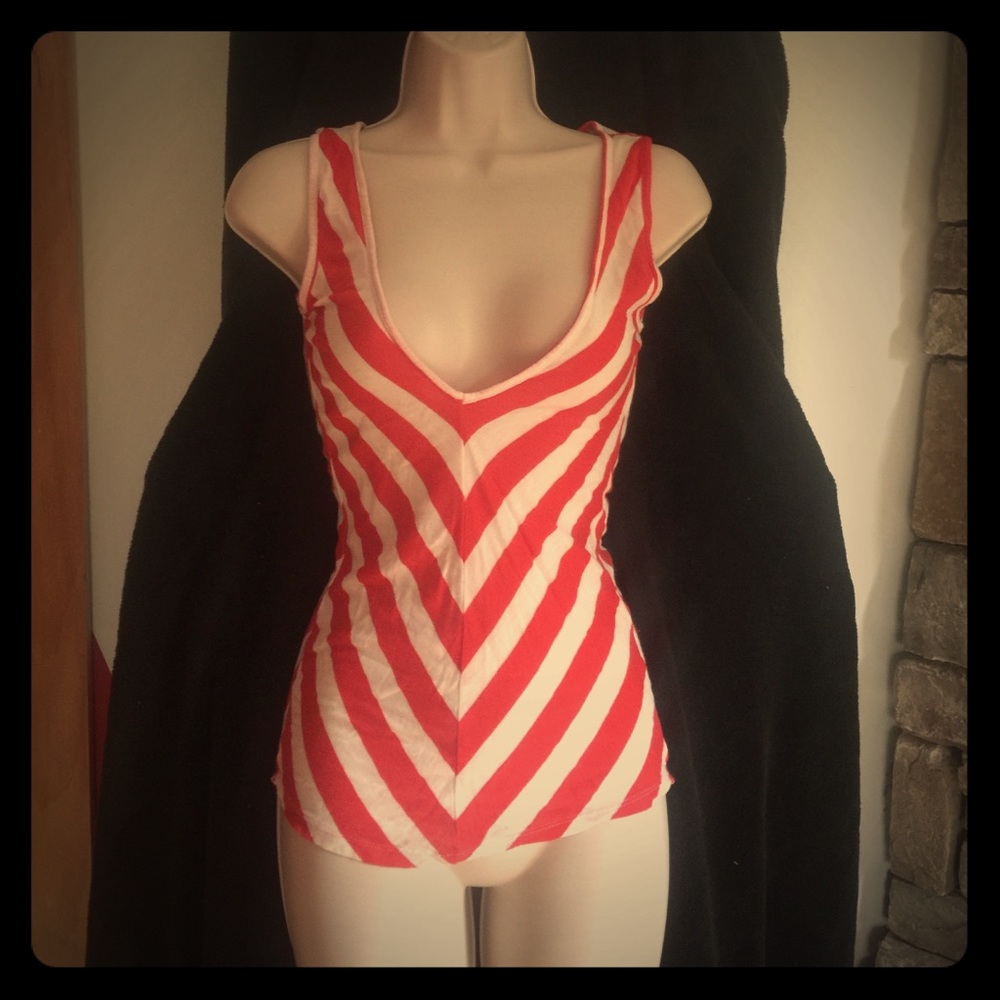 Red and white tank top