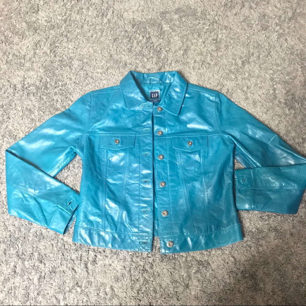 Vintage Turquoise Gap Leather Jacket