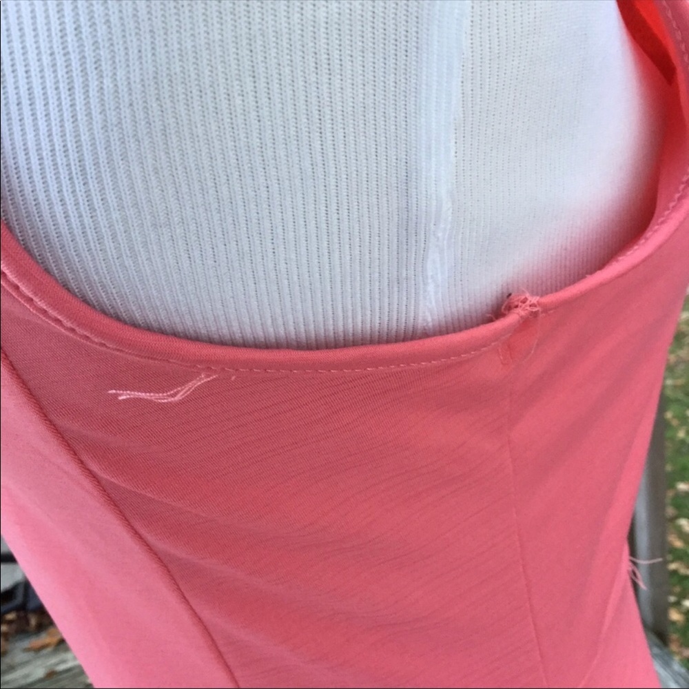 Pink Ruffle front split Neck aline dress - Picture 6 of 8