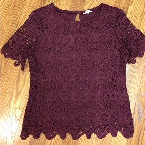 Maroon Lace overlay top