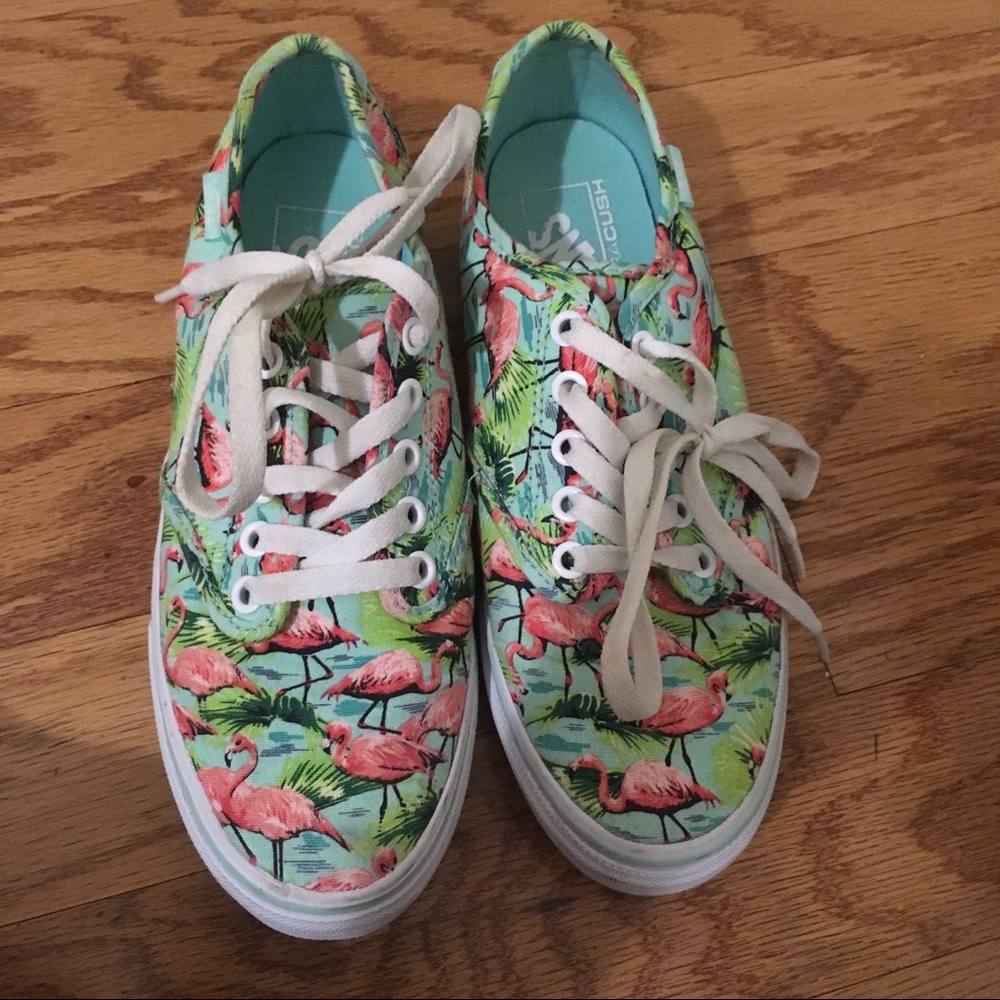 Vans low top sneakers with fun flamingo print