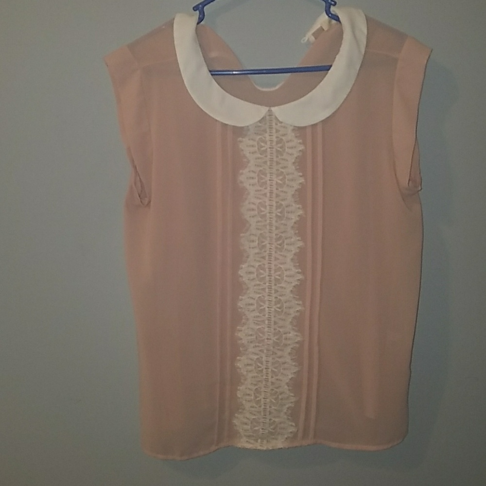 Pink  White Collar blouse.