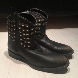 Frye Wyatt Disc Studded Black Boots - Authentic