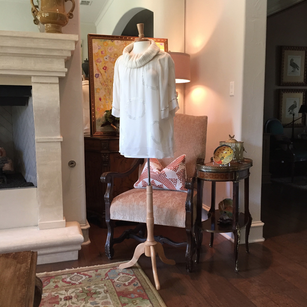 Stylish Winter White Silk Top by Francine, L, NWOT