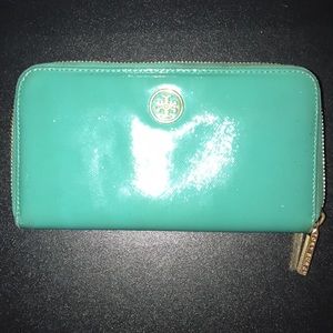 Tory Burch Teal Patent Leather Wallet