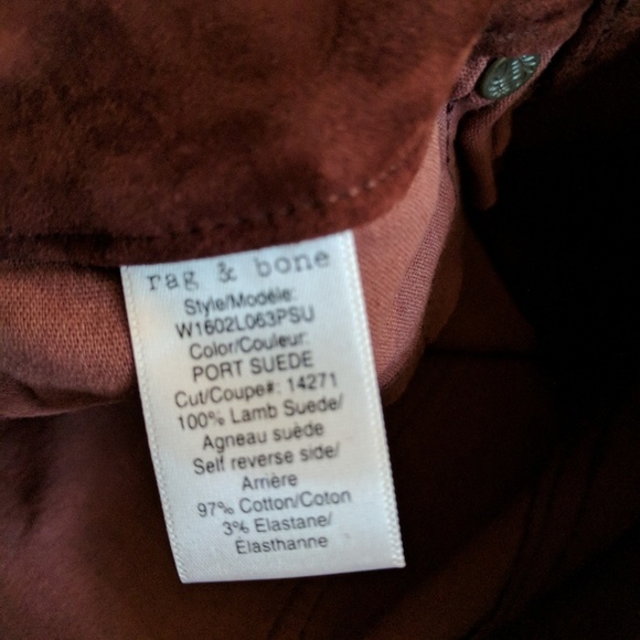 Rag & Bone Port Suede Skinny Jeans Pants - Picture 5 of 6