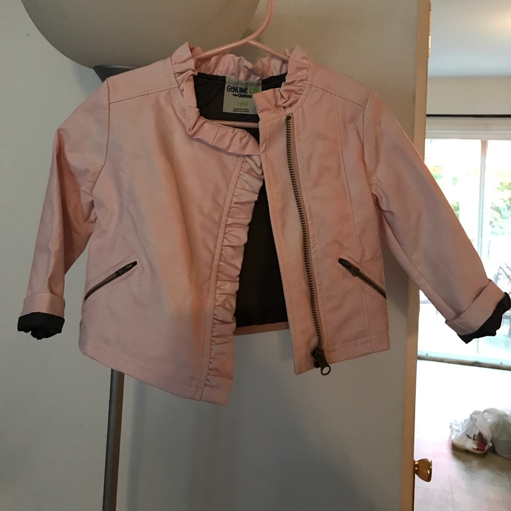 Pink Leather Osh Kosh bomber jacket