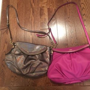 Two Juicy Couture purses magenta gray metallic