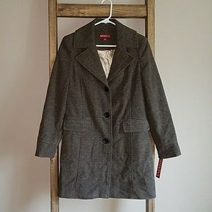 Brown plaid wool coat