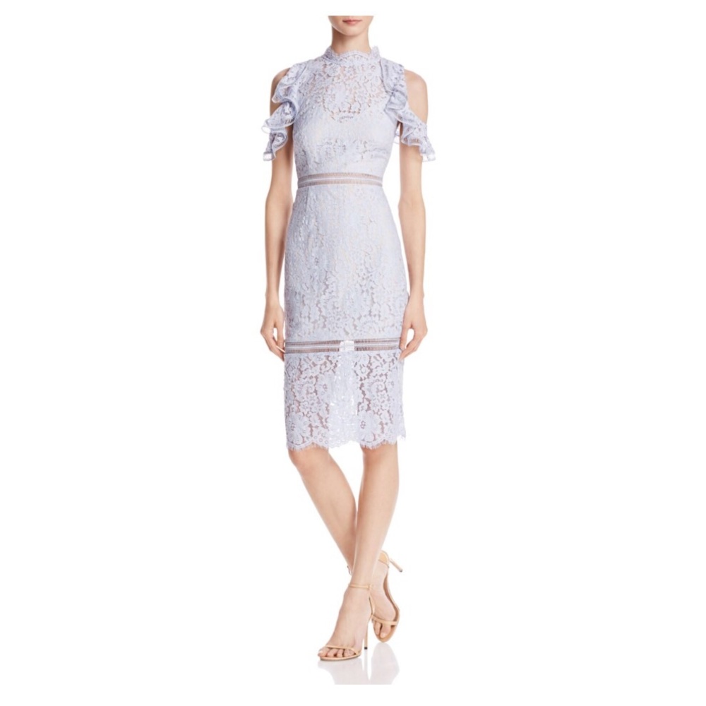Keepsake Oblivion Lace Midi Dress Light Blue; Size XS