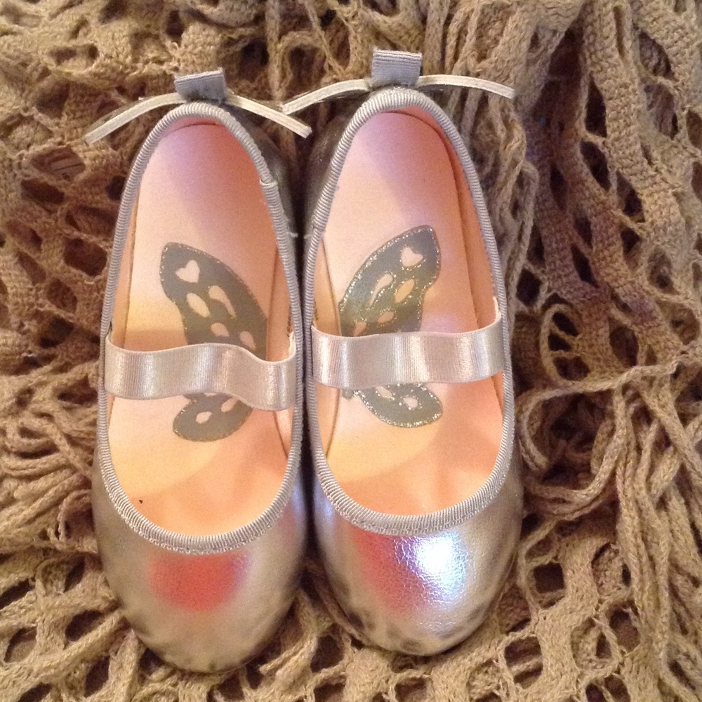 H&M Metallic Silver 7.5 Butterfly Ballet Flat