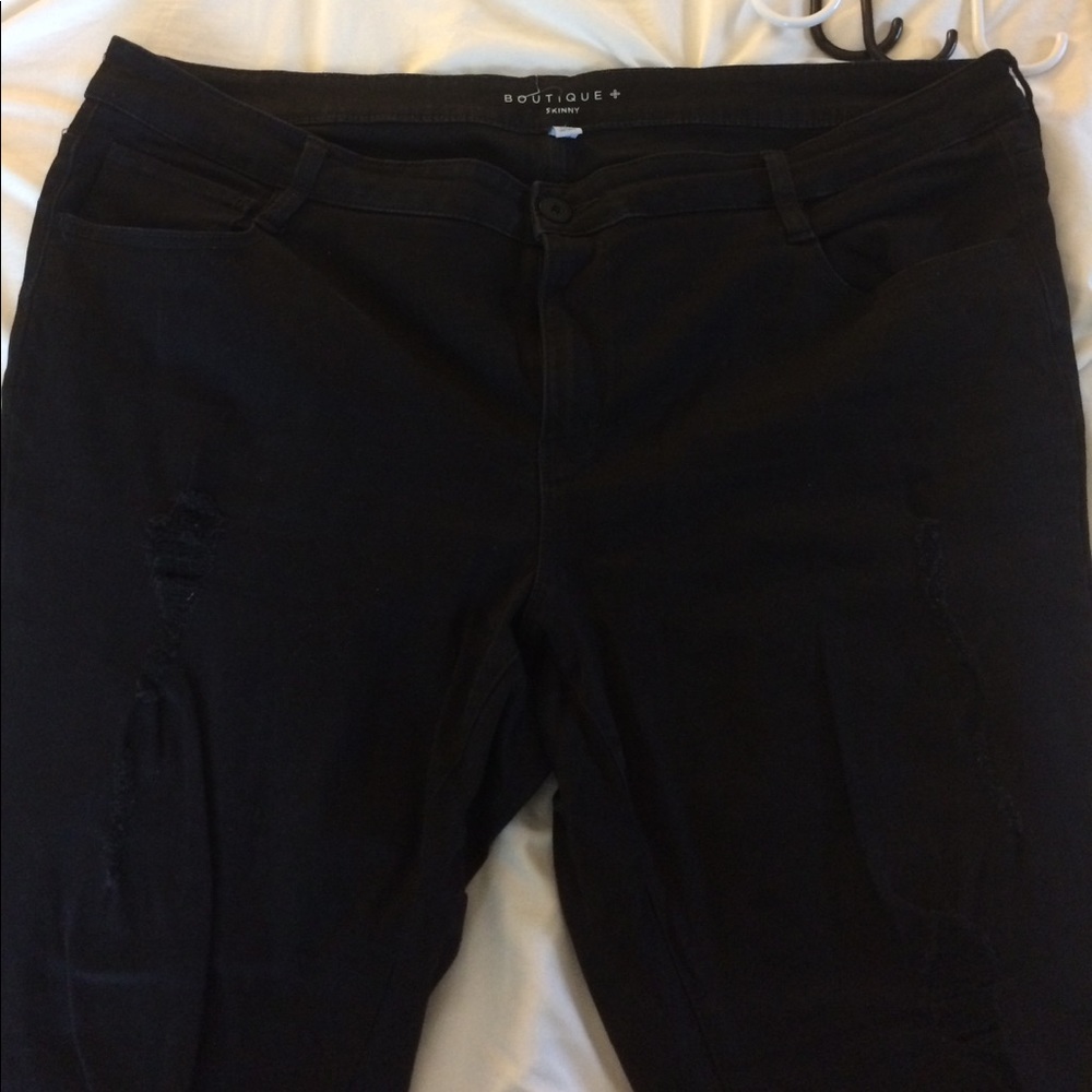 Boutique Plus black skinny distressed jeans