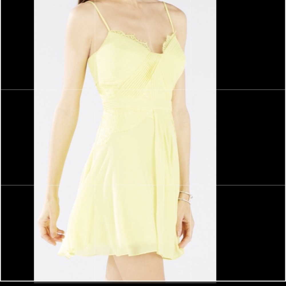 BCBG canary yellow cocktail dress