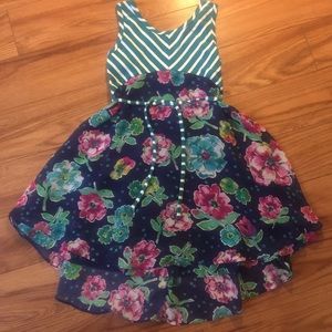Double Print Girls Hi Low dress