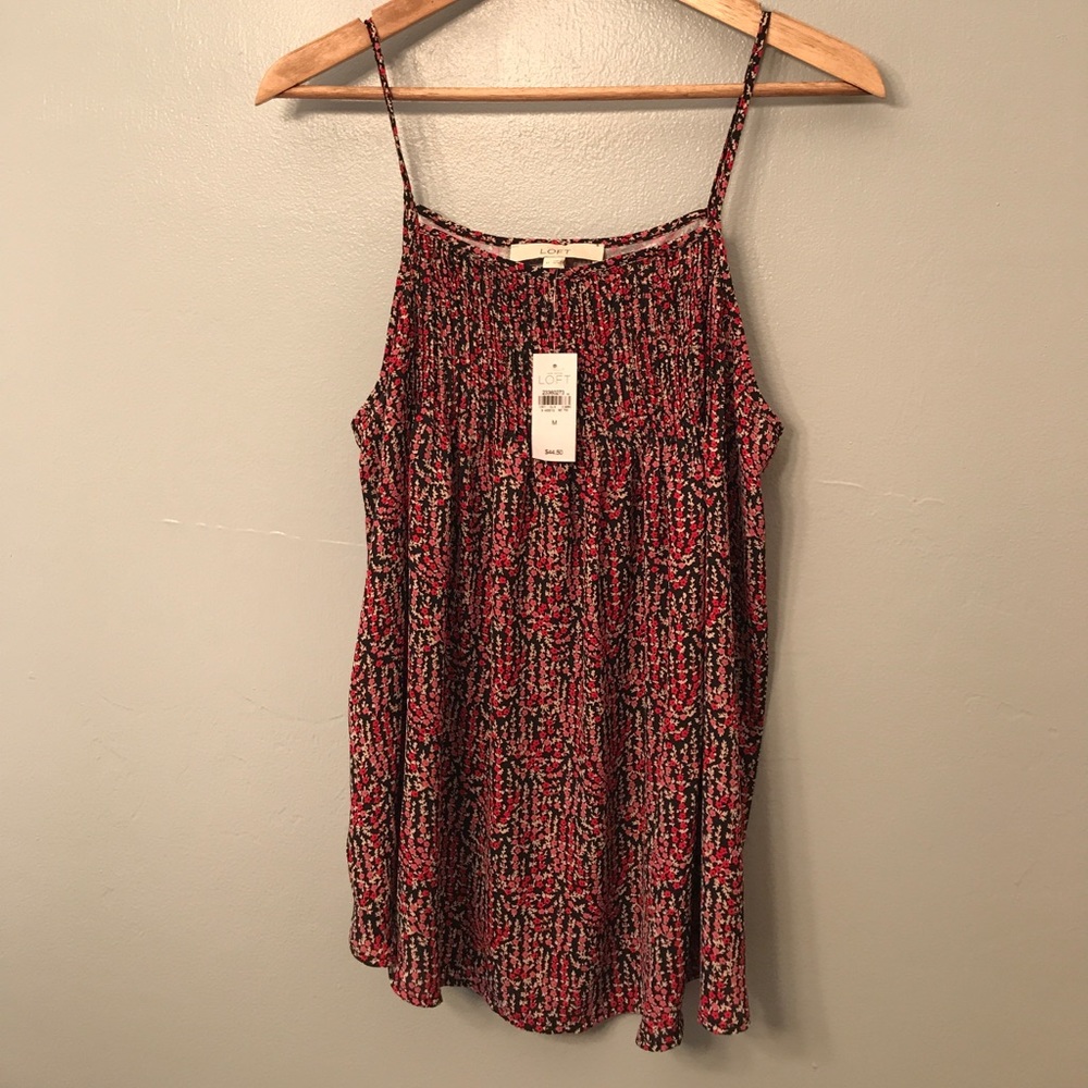 Ann Taylor LOFT M  garland mixed media cami - Picture 2 of 8