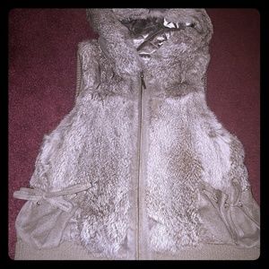 Rabbit fur hoodie vest Alberto Makali