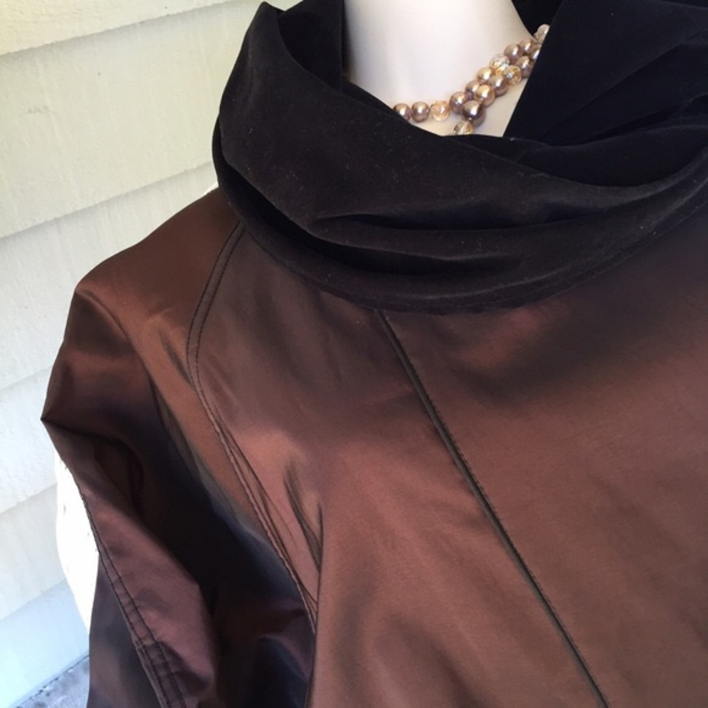 Full Length Reversible Coat in Black & Bronze.