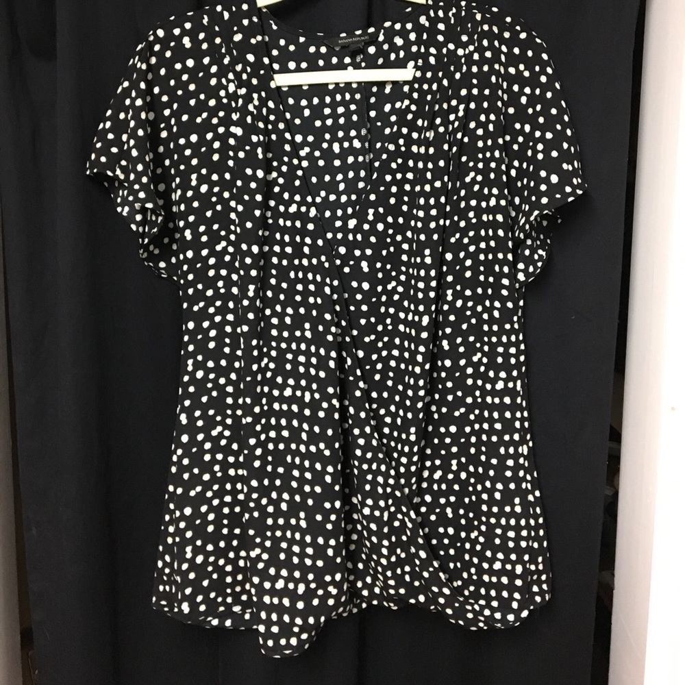 Black & White Short Sleeve Banana Republic Blouse