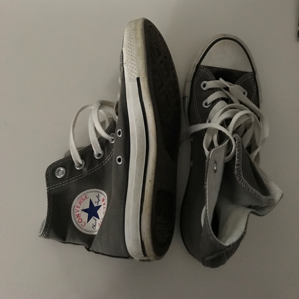 Grey high top converse