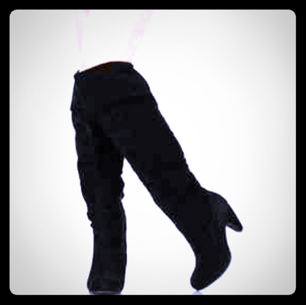Black Velvet over the knee slouchy Boots