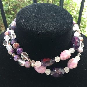 The Love Stone: 30" Sugilite and Amethyst Necklace