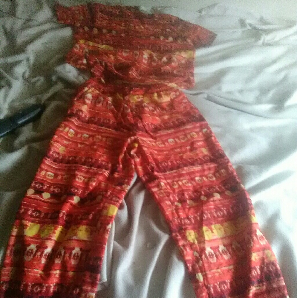 This two piece outfit with shirt and pants.