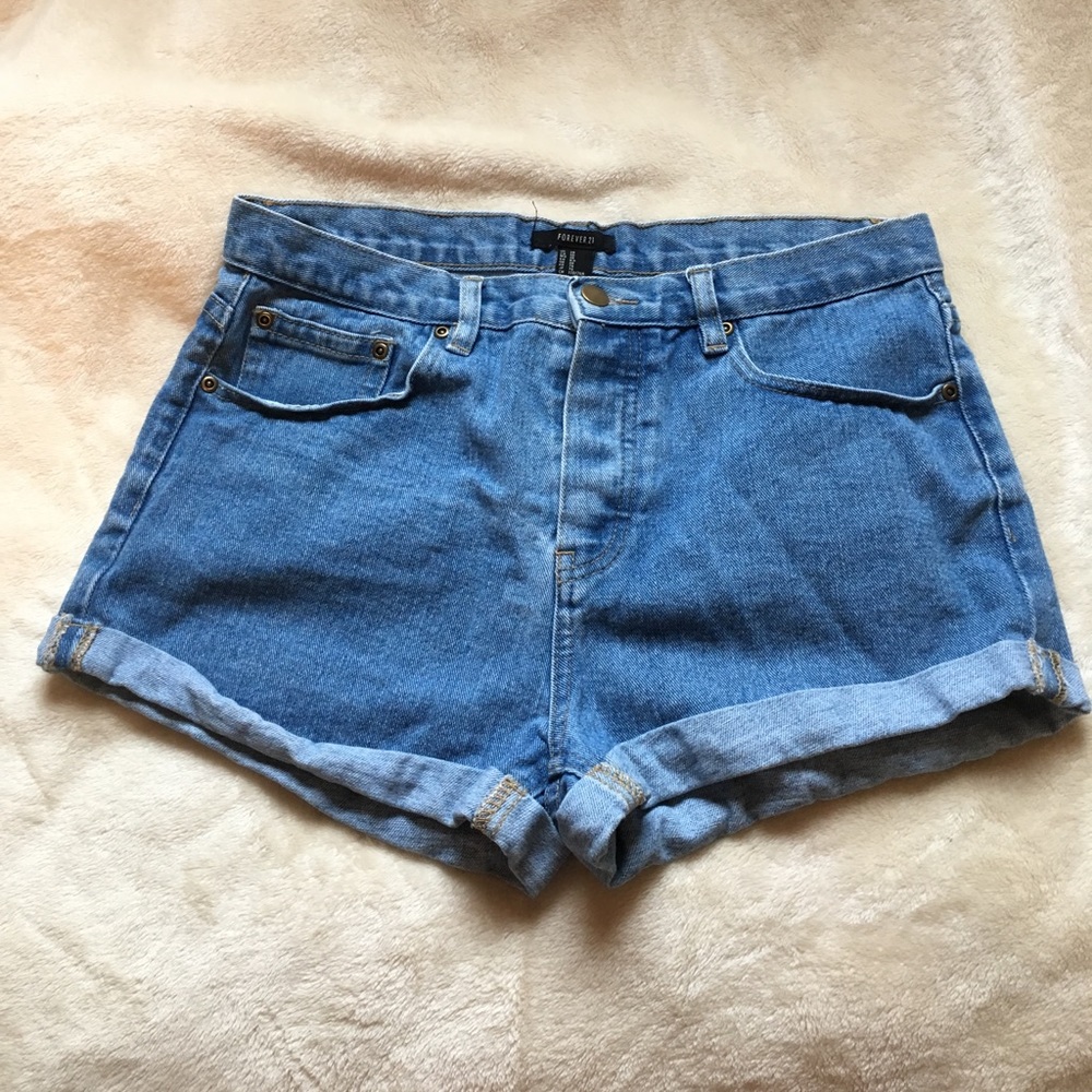 High waisted jean shorts