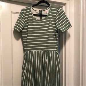 LuLaRoe Amelia Green and White Stripes XL