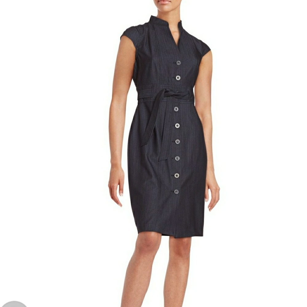Calvin Klein belted button down dress