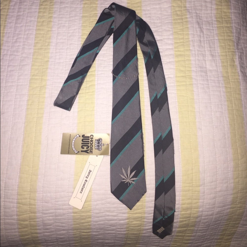 Juicy Couture cannabis leaf tie 100% Silk