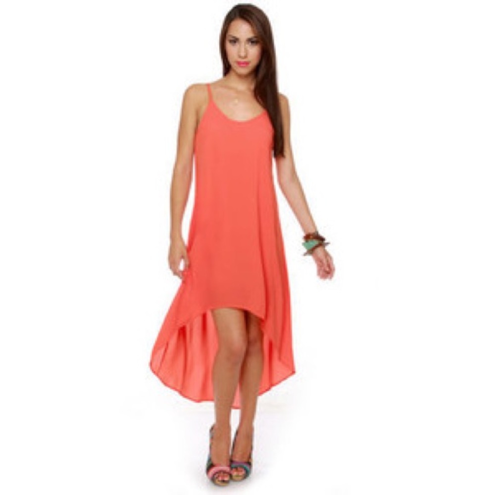 Coral high low dress