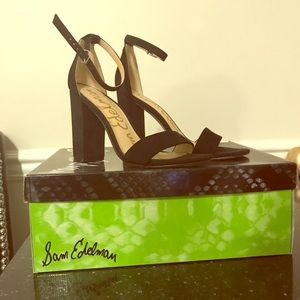 Sam Edelman straps pumps with chunky heel.