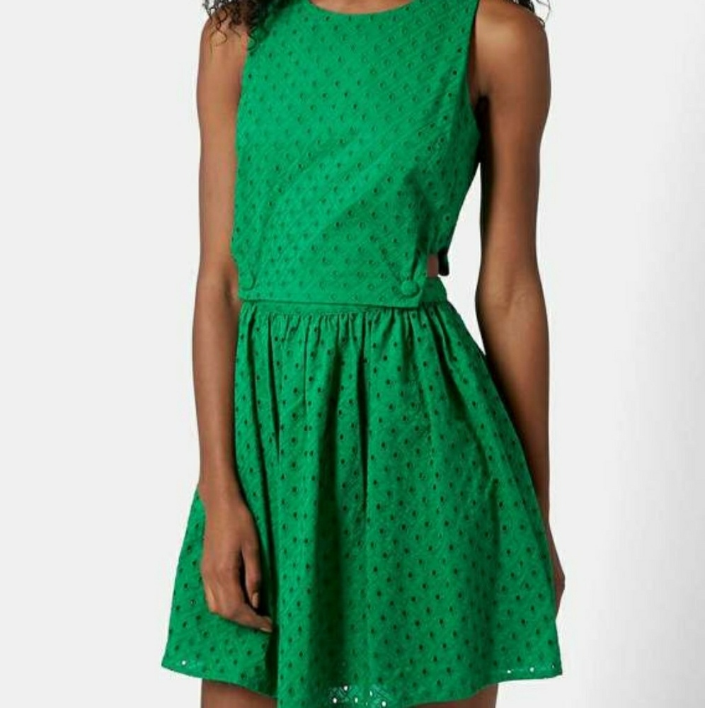 Topshop Embroidered Pinafore Dress