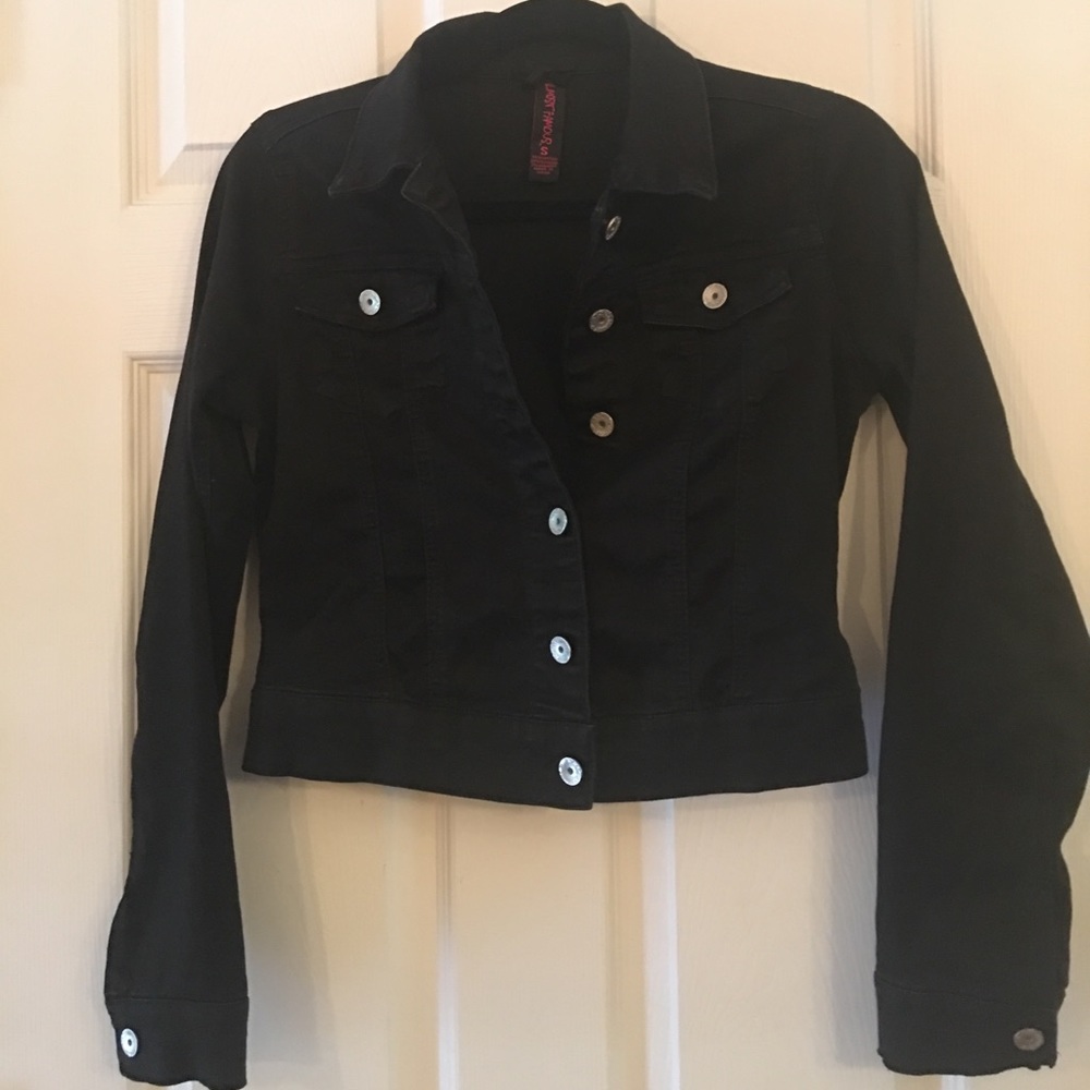 Adorable black stretch jean jacket