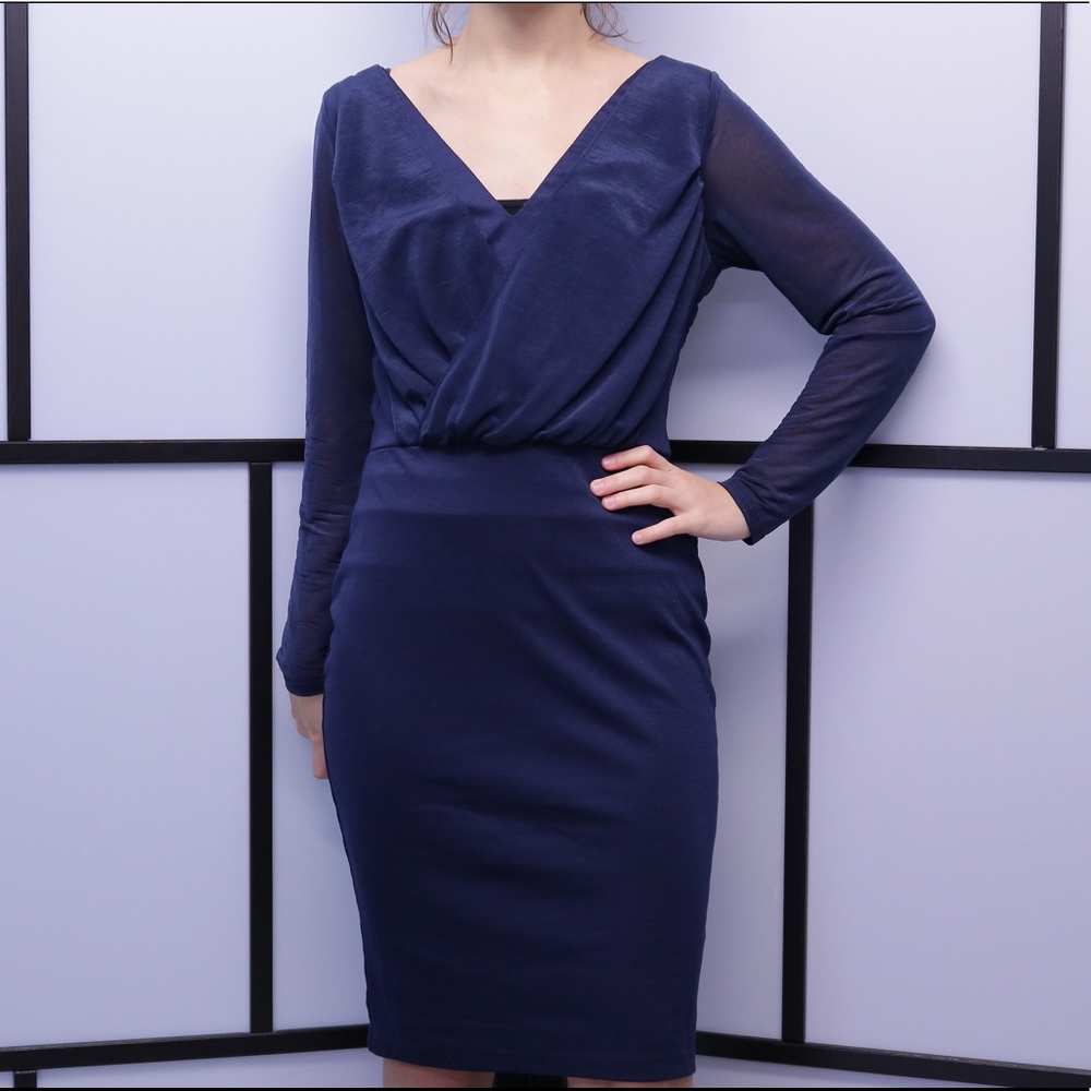 Navy Blue Classic Midi Dress