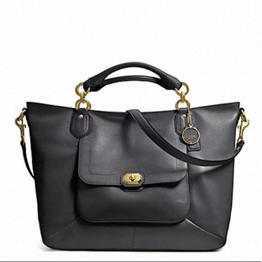 Coach Campbell Turn Lock Izzy Satchel in Black - Picture 1 of 8
