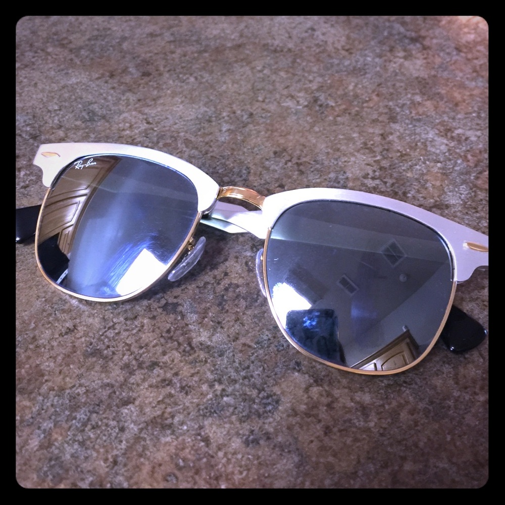 Ray Ban Clubmaster Aluminum Brushed Silver Mirror