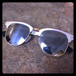 Ray Ban Clubmaster Aluminum Brushed Silver Mirror