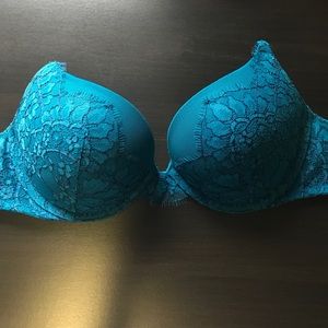 32D VS teal lace push-up bra