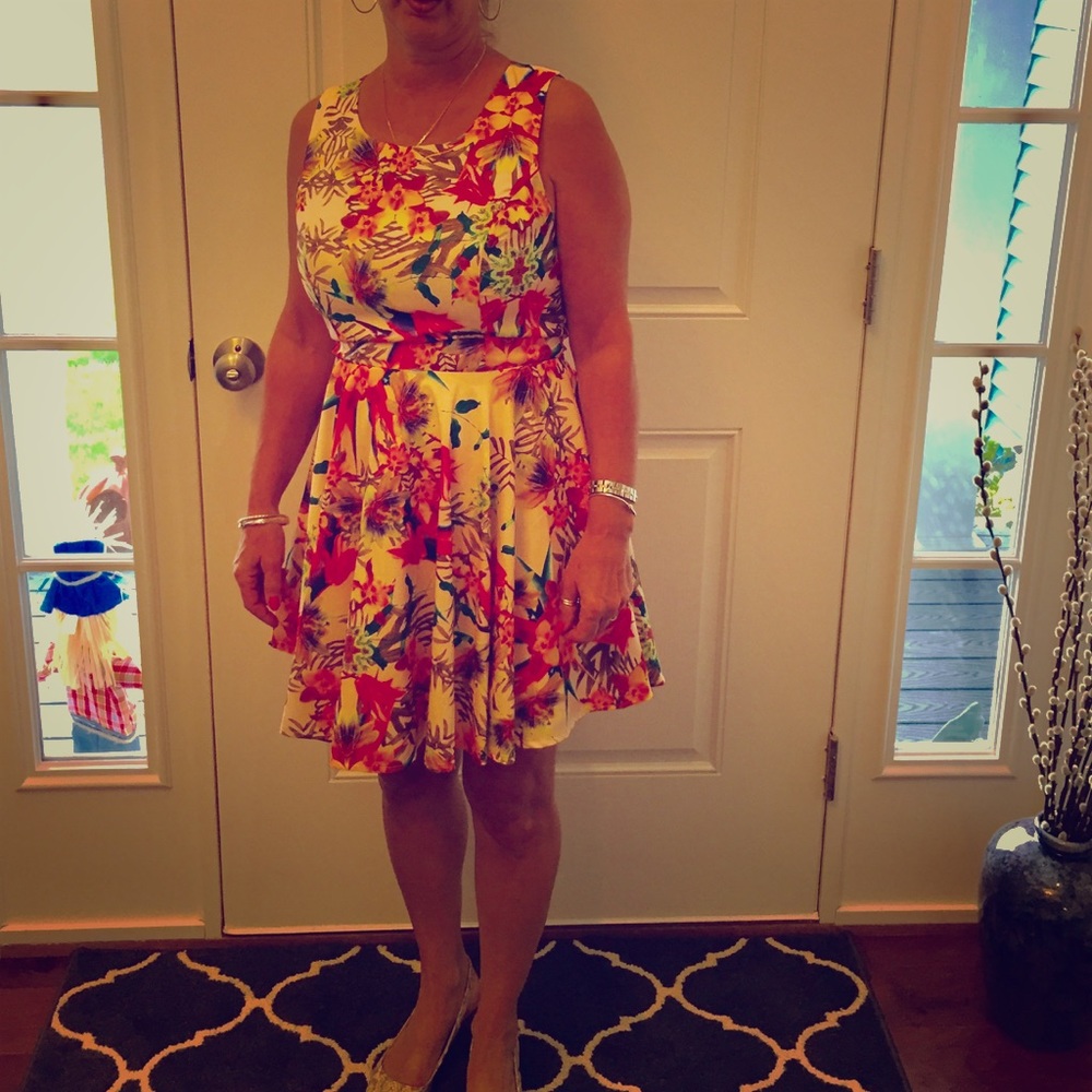 Multi colored floral dress open back